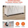 imageVEVOR Kitchen Island Cart 32quot Mobile Carts with Storage Cabinet Rolling Table with Power Outlet Spice Rack Towel Bar Adjustable Shelf Drawer Dining Living Room Portable Islands on Wheels White453 W Drop Leaf White