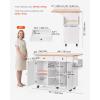 imageVEVOR Kitchen Island Cart 32quot Mobile Carts with Storage Cabinet Rolling Table with Power Outlet Spice Rack Towel Bar Adjustable Shelf Drawer Dining Living Room Portable Islands on Wheels White5197D x 2945W x 3528H