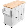 imageVEVOR Kitchen Island Cart 32quot Mobile Carts with Storage Cabinet Rolling Table with Power Outlet Spice Rack Towel Bar Adjustable Shelf Drawer Dining Living Room Portable Islands on Wheels White354 W