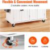 imageVEVOR Kitchen Island Cart 32quot Mobile Carts with Storage Cabinet Rolling Table with Power Outlet Spice Rack Towel Bar Adjustable Shelf Drawer Dining Living Room Portable Islands on Wheels White354 W