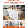 imageVEVOR Kitchen Island Cart 32quot Mobile Carts with Storage Cabinet Rolling Table with Power Outlet Spice Rack Towel Bar Adjustable Shelf Drawer Dining Living Room Portable Islands on Wheels White453 W Drop Leaf White
