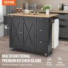 imageVEVOR Kitchen Island Cart 32quot Mobile Carts with Storage Cabinet Rolling Table with Power Outlet Spice Rack Towel Bar Adjustable Shelf Drawer Dining Living Room Portable Islands on Wheels White453 W Drop Leaf Black