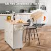 imageVEVOR Kitchen Island Cart 32quot Mobile Carts with Storage Cabinet Rolling Table with Power Outlet Spice Rack Towel Bar Adjustable Shelf Drawer Dining Living Room Portable Islands on Wheels White354 W Drop Leaf