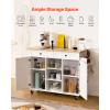 imageVEVOR Kitchen Island Cart 32quot Mobile Carts with Storage Cabinet Rolling Table with Power Outlet Spice Rack Towel Bar Adjustable Shelf Drawer Dining Living Room Portable Islands on Wheels White5197D x 2945W x 3528H