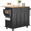 imageVEVOR Kitchen Island Cart 32quot Mobile Carts with Storage Cabinet Rolling Table with Power Outlet Spice Rack Towel Bar Adjustable Shelf Drawer Dining Living Room Portable Islands on Wheels White354 W Drop Leaf
