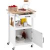 imageVEVOR Kitchen Island Cart 32quot Mobile Carts with Storage Cabinet Rolling Table with Power Outlet Spice Rack Towel Bar Adjustable Shelf Drawer Dining Living Room Portable Islands on Wheels White1772D x 2323W x 3583H
