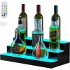 imageVEVOR LED Lighted Liquor Bottle Display 1 Tier 60 Inches Whiskey Rack Supports USB Illuminated Home Bar Shelf with RF Remote ampamp App Control 7 Static Colors Acrylic Lighted Shelf for 15 Bottles3 Step 20 Inches
