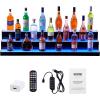 imageVEVOR LED Lighted Liquor Bottle Display 1 Tier 60 Inches Whiskey Rack Supports USB Illuminated Home Bar Shelf with RF Remote ampamp App Control 7 Static Colors Acrylic Lighted Shelf for 15 Bottles3 Step 48 Inches