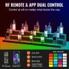 imageVEVOR LED Lighted Liquor Bottle Display 1 Tier 60 Inches Whiskey Rack Supports USB Illuminated Home Bar Shelf with RF Remote ampamp App Control 7 Static Colors Acrylic Lighted Shelf for 15 Bottles3 Step 60 Inches