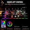imageVEVOR LED Lighted Liquor Bottle Display 1 Tier 60 Inches Whiskey Rack Supports USB Illuminated Home Bar Shelf with RF Remote ampamp App Control 7 Static Colors Acrylic Lighted Shelf for 15 Bottles3 Step 48 Inches