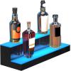 imageVEVOR LED Lighted Liquor Bottle Display 2 Tiers 30 Inches Supports USB Illuminated Home Bar Shelf with RF Remote ampamp App Control 7 Static Colors 14 H Timing Acrylic Lighted Shelf for 16 Bottles2 Tiers 24 Inches