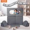 imageVEVOR Modular Kids Play Couch Toddler Sofa Bed Kids Chair Seat Playroom Furniture Grey