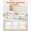 imageVEVOR Montessori Weaning Table and Chair Set 3 in 1 Wooden Toddler Table and Chairs with Chalkboard Adjustable Height Montessori Table for Ages 15 Ideal for Drawing Reading Eating  WhiteWhite