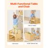 imageVEVOR Montessori Weaning Table and Chair Set 3 in 1 Wooden Toddler Table and Chairs with Chalkboard Adjustable Height Montessori Table for Ages 15 Ideal for Drawing Reading Eating  WhiteNatural Wood