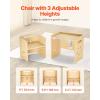 imageVEVOR Montessori Weaning Table and Chair Set 3 in 1 Wooden Toddler Table and Chairs with Chalkboard Adjustable Height Montessori Table for Ages 15 Ideal for Drawing Reading Eating  WhiteNatural Wood