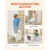 imageVEVOR Montessori Weaning Table and Chair Set 3 in 1 Wooden Toddler Table and Chairs with Chalkboard Adjustable Height Montessori Table for Ages 15 Ideal for Drawing Reading Eating  WhiteWhite