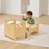 imageVEVOR Montessori Weaning Table and Chair Set 3 in 1 Wooden Toddler Table and Chairs with Chalkboard Adjustable Height Montessori Table for Ages 15 Ideal for Drawing Reading Eating  WhiteNatural Wood