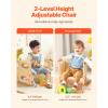 imageVEVOR Montessori Weaning Table and Chair Set 3 in 1 Wooden Toddler Table and Chairs with Chalkboard Adjustable Height Montessori Table for Ages 15 Ideal for Drawing Reading Eating  WhiteNatural Wood