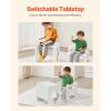 imageVEVOR Montessori Weaning Table and Chair Set 3 in 1 Wooden Toddler Table and Chairs with Chalkboard Adjustable Height Montessori Table for Ages 15 Ideal for Drawing Reading Eating  WhiteWhite
