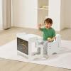 imageVEVOR Montessori Weaning Table and Chair Set 3 in 1 Wooden Toddler Table and Chairs with Chalkboard Adjustable Height Montessori Table for Ages 15 Ideal for Drawing Reading Eating  WhiteWhite