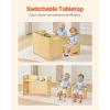 imageVEVOR Montessori Weaning Table and Chair Set 3 in 1 Wooden Toddler Table and Chairs with Chalkboard Adjustable Height Montessori Table for Ages 15 Ideal for Drawing Reading Eating  WhiteNatural Wood