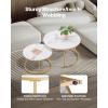 imageVEVOR Nesting Tables Coffee Table Set of 2 236 inch Round Coffee Table Small Coffee Tables Night Stand with Metal Frame for Living Room Bedroom Office White ampamp GoldWhite
