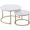 imageVEVOR Nesting Tables Coffee Table Set of 2 236 inch Round Coffee Table Small Coffee Tables Night Stand with Metal Frame for Living Room Bedroom Office White ampamp GoldWhite