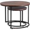 imageVEVOR Nesting Tables Coffee Table Set of 2 236 inch Round Coffee Table Small Coffee Tables Night Stand with Metal Frame for Living Room Bedroom Office White ampamp GoldBrown