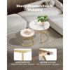 imageVEVOR Nesting Tables Coffee Table Set of 2 236 inch Round Coffee Table Small Coffee Tables Night Stand with Metal Frame for Living Room Bedroom Office White ampamp GoldWhite
