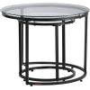 imageVEVOR Nesting Tables Coffee Table Set of 2 236 inch Round Coffee Table Small Coffee Tables Night Stand with Metal Frame for Living Room Bedroom Office White ampamp GoldGlass