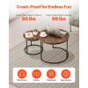 imageVEVOR Nesting Tables Coffee Table Set of 2 236 inch Round Coffee Table Small Coffee Tables Night Stand with Metal Frame for Living Room Bedroom Office White ampamp GoldBrown