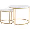 imageVEVOR Nesting Tables Coffee Table Set of 2 236 inch Round Coffee Table Small Coffee Tables Night Stand with Metal Frame for Living Room Bedroom Office White ampamp GoldWhite