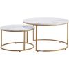 imageVEVOR Nesting Tables Coffee Table Set of 2 236 inch Round Coffee Table Small Coffee Tables Night Stand with Metal Frame for Living Room Bedroom Office White ampamp GoldWhite