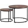 imageVEVOR Nesting Tables Coffee Table Set of 2 236 inch Round Coffee Table Small Coffee Tables Night Stand with Metal Frame for Living Room Bedroom Office White ampamp GoldBrown
