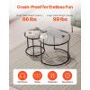 imageVEVOR Nesting Tables Coffee Table Set of 2 236 inch Round Coffee Table Small Coffee Tables Night Stand with Metal Frame for Living Room Bedroom Office White ampamp GoldGlass