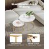 imageVEVOR Nesting Tables Coffee Table Set of 2 236 inch Round Coffee Table Small Coffee Tables Night Stand with Metal Frame for Living Room Bedroom Office White ampamp GoldWhite