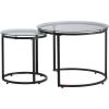 imageVEVOR Nesting Tables Coffee Table Set of 2 236 inch Round Coffee Table Small Coffee Tables Night Stand with Metal Frame for Living Room Bedroom Office White ampamp GoldGlass