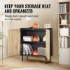 imageVEVOR Rattan Cabinet Buffet Cabinet with 2 Magnetic Doors and Adjustable Shelves Sideboard Buffet for Hallway Entryway Living Room or Kitchen NaturalBlack