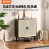 imageVEVOR Rattan Cabinet Buffet Cabinet with 2 Magnetic Doors and Adjustable Shelves Sideboard Buffet for Hallway Entryway Living Room or Kitchen NaturalBlack