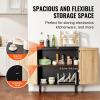 imageVEVOR Rattan Cabinet Buffet Cabinet with 2 Magnetic Doors and Adjustable Shelves Sideboard Buffet for Hallway Entryway Living Room or Kitchen NaturalBlack