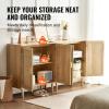 imageVEVOR Rattan Cabinet Buffet Cabinet with 2 Magnetic Doors and Adjustable Shelves Sideboard Buffet for Hallway Entryway Living Room or Kitchen NaturalNatural