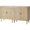 imageVEVOR Rattan Cabinet Buffet Cabinet with 2 Magnetic Doors and Adjustable Shelves Sideboard Buffet for Hallway Entryway Living Room or Kitchen NaturalNatural