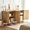 imageVEVOR Rattan Cabinet Buffet Cabinet with 2 Magnetic Doors and Adjustable Shelves Sideboard Buffet for Hallway Entryway Living Room or Kitchen NaturalNatural