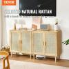 imageVEVOR Rattan Cabinet Buffet Cabinet with 2 Magnetic Doors and Adjustable Shelves Sideboard Buffet for Hallway Entryway Living Room or Kitchen NaturalNatural