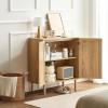 imageVEVOR Rattan Cabinet Buffet Cabinet with 2 Magnetic Doors and Adjustable Shelves Sideboard Buffet for Hallway Entryway Living Room or Kitchen NaturalNatural