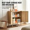 imageVEVOR Rattan Cabinet Buffet Cabinet with 2 Magnetic Doors and Adjustable Shelves Sideboard Buffet for Hallway Entryway Living Room or Kitchen NaturalNatural