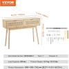 imageVEVOR Rattan Console Table with 2 Storage Drawers Rattan Entryway Table with Natural Rattan Sliding Door Console Sofa Table for Living Room Study Entryway Or TV Wall Natural