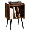 imageVEVOR Record Player Stand 2 Tiers Turntable Stand with 4 Cabinets Holds up to 100 Albums Wooden Vinyl Record Storage Cabinet with Display Shelf for Bedroom Living Room Brown