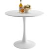 imageVEVOR Round Dining Table 315 in Wood Table for 24 Person Modern Circle Furniture Leisure Coffee Office Tables with Pedestal Base in Tulip Design for Home Kitchen Living Room WhiteOnly Table