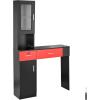imageVEVOR Salon Station Wall Mount Barber Salon Station for Hair Stylist Beauty Spa Furniture Set 1 Storage Cabinet 3 Cubbies and 2 DrawersOne Lockable WhiteRed